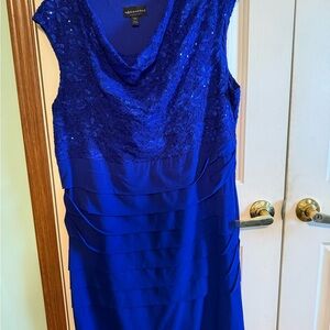 Connected Apparel Cobalt Blue Textured Midi Dress